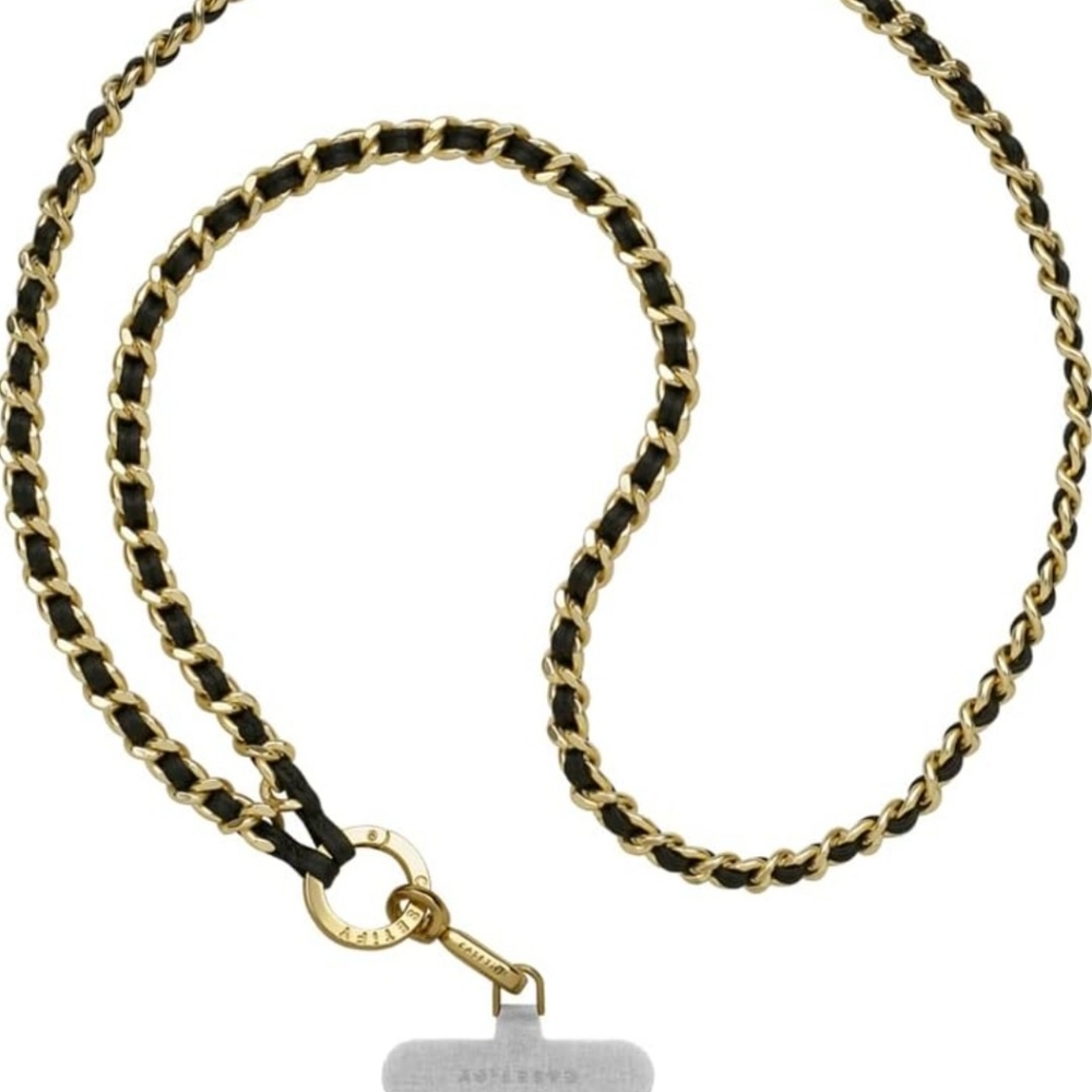 Casetify Chain Cross-body Strap - Black in Champagne Gold
